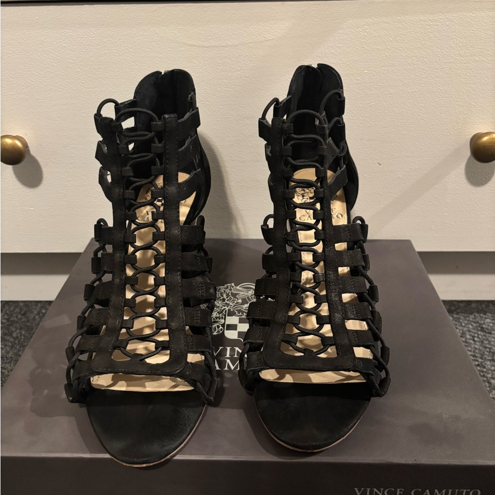 Vince Camuto Black Strappy Heels